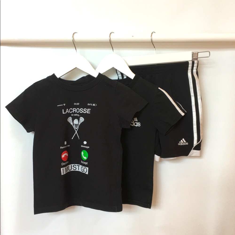 Adidas kids boys collection black & white shirt &